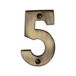 M Marcus Heritage Brass Numeral 5 - Face Fix 76mm Heavy font
